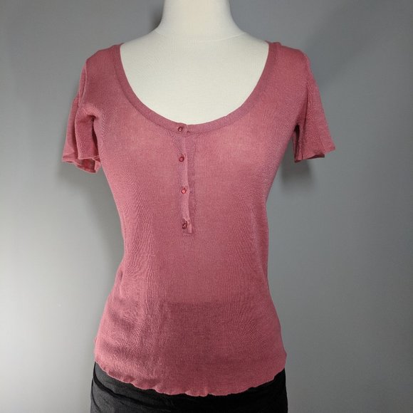 PATRIZIA PEPE FIRENZE Linen Knit Top Pastel Pink - Picture 2 of 9